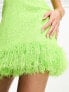 Jaded Rose embellished faux feather mini dress in lime