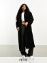 Фото #1 товара Miss Selfridge Petite belted wrap maxi coat in black