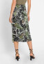 ფოტო #2 პროდუქტის Women's Satin Effect Midi Skirt with Leaf Print