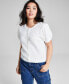 Фото #1 товара Women's Scalloped Button-Up Sweater, Created for Macy's