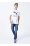 Yuvarlak Yaka Düz Beyaz - Lacivert Erkek T-Shirt 77313602 FSK Cat Tee