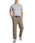 ფოტო #2 პროდუქტის Men's 2-Pc. Classic-Fit Solid T-Shirt & Plaid Flannel Pajama Pants Set