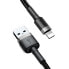 Wytrzymały elastyczny kabel przewód USB Iphone Lightning QC3.0 2.4A 0.5M czarno-szary
