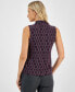 ფოტო #4 პროდუქტის CLOSEOUT! Women's Pleated-Neck Printed Sleeveless Top