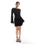 Фото #1 товара In The Style exclusive crochet bell sleeve mini beach dress in black