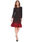 Women's 3/4-Sleeve Flounce-Hem Dress