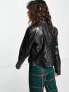 Фото #2 товара Only faux leather biker jacket in black