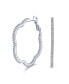 ფოტო #1 პროდუქტის Flower Shaped Pave CZ Cubic Zirconia Large Clover Hoop Earrings Hoop Earrings For Women Rhodium Plated Brass 1.5 Inch Diameter