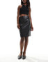 Vero Moda high waisted stretch faux leather mini skirt in black Черный, L - EU 40 - фото #1