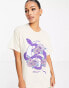 HNR LDN oversized t-shirt with snake print in sand