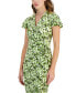 ფოტო #7 პროდუქტის Women's Faux-Wrap Flutter-Sleeve Floral-Print Dress