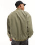 ASOS DESIGN oversized bomber jacket with v neck in khaki