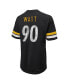 Фото #3 товара Men's Threads T.J. Watt Black Distressed Pittsburgh Steelers Name and Number Oversize Fit T-shirt
