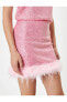 Фото #12 товара Юбка Koton Мини-юбка с высокой талией и узким кроем с деталями из перьев