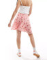 Фото #3 товара Wednesday's Girl flippy mini wrap skirt in pink floral