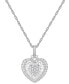 ფოტო #1 პროდუქტის Diamond Round & Baguette Heart 18" Pendant Necklace (1 ct. t.w.) in 14k White Gold