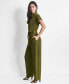 Women's Tie-Waist Button-Front Short-Sleeve Utility Jumpsuit