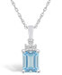 Фото #1 товара Macy's aquamarine (1-3/8 Ct. T.W.) and Diamond (1/10 Ct. T.W.) Pendant Necklace in 14K White Gold