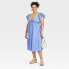 Фото #2 товара Women's Flutter Short Sleeve Midi A-Line Dress - Universal Thread Blue XXL