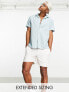 ASOS DESIGN relaxed revere textured stripe shirt in blue