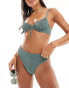 Фото #2 товара ASOS DESIGN mix & match waffle texture underwired bikini top in aqua blue glitter