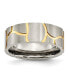 Titanium Brushed Yellow IP-plated Grooved Wedding Band Ring