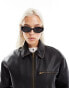 Mango leather look zip through jacket in black