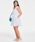 Фото #2 товара Women's Dot Scatter-Print Ruffle-Sleeve Button-Front Mini Dress, Created for Macy's