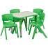 Фото #1 товара 21.875''W X 26.625''L Rectangular Green Plastic Height Adjustable Activity Table Set With 4 Chairs