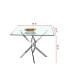 Contemporary Square Clear Dining Tempered Glass Table With Silver Finish Stainless Steel Legs