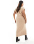 River Island Plus midi split dress in beige 2XL - фото #8