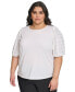 Фото #1 товара Plus Size Embellished Puff Sleeve Top, First@Macy’s