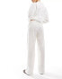 Pull&Bear broderie drawstring waist trouser co-ord in white