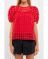 Фото #1 товара Women's Plaid Sheer Puff Sleeve Top