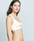 L Space 258803 Women's High Ribbed Tara White Bikini Top Swimwear Size S