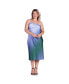 ფოტო #1 პროდუქტის Women's Plus Size Ombre Print Asymmetric Satin Slip Dress