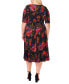 ფოტო #3 პროდუქტის Plus Size Printed Round-Neck Midi Jersey Dress