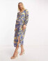 Фото #4 товара Nobody's Child Maternity Rosie long sleeve midi dress in blue floral