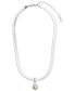 Фото #2 товара Lucky Brand silver-Tone Freshwater Pearl Herringbone Pendant Necklace, 15-1/4" + 3" extender