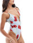 ASOS DESIGN Cleo cut-out plunge swimsuit in cherry print