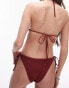 Topshop mix and match crinkle triangle bikini top with rings in wine weinrot, 32 - фото #4