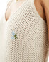 YAS knitted cami maxi dress with floral embroidery in white - WHITE Weiß mit blauen Blumen, S - фото #4