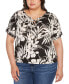 Фото #1 товара Plus Size Floral Print Lace-Up Top