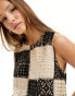 Фото #3 товара Object crochet cropped top co-ord in mono check