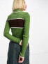 Daisy Street collar detail rib 90s jumper in green