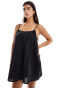 Фото #2 товара Miss Selfridge embroidered strappy mini sundress in black