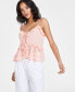 Фото #1 товара Women's Ruffled V-Neck Tie-Front Tank Top, Created for Macy's