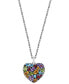 Фото #1 товара EFFY Collection eFFY® Multi-Gemstone Mixed Cut Heart 18" Pendant Necklace (6-5/8 ct. t.w.) in Sterling Silver