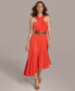 Women's Halter-Neck Belted Midi Dress