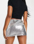 Фото #2 товара Weekday Moa sequin mini skirt in silver